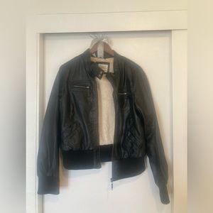 Faux leather and Sherpa lined womens jacket